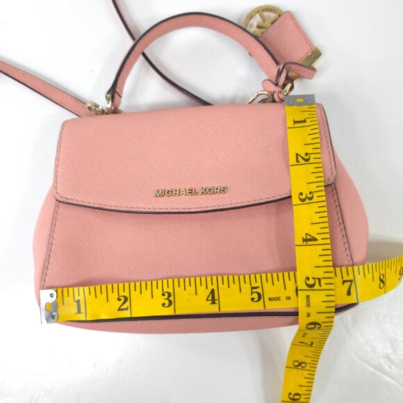 MK MICHAEL KORS AVA EXTRA SMALL CROSSBODY PINK LEATHER BAG SATCHEL PURSE *FLAWS* - Picture 14 of 16